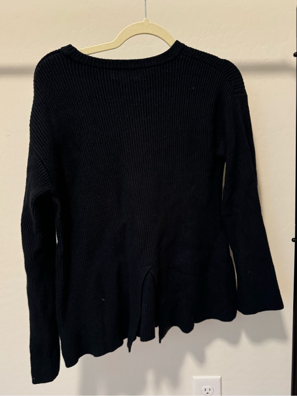 Women's Black Ribbed Crewneck Sweater - Picture 3 of 4